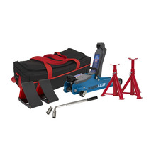 Sealey 1020LEBBAGCOMBO Low Profile Short Chassis Trolley Jack  2 Tonne & Accessories Bag Combo - Blue