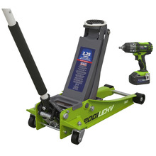 Sealey Trolley Jack & Cordless Impact Wrench Combo - Green