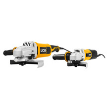 JCB 600W Electric Angle Grinders Twin Pack Kit - 115mm, 230mm, M14 Spindle, Corded, 220-240V | 21-AGTPK