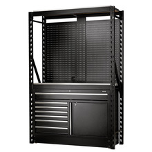 Draper BUNKER® 14 Piece Modular Storage Combo 2 Tier Racking with Stainless Steel Shelving, Pegboards and Floor Cabinet, 1500mm