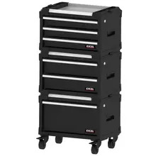 Excel 11630 6 Drawer Modular Rolling Tool Box Stackable with Stainless Steel Worktop 
