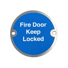 Eclipse 76 mm Fire Door Keep Locked Sign 2PK - Satin Anodised Aluminium - 38202