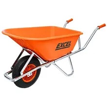 Excel 10092 Heavy Duty 100L Orange Wheelbarrow with Chrome Plated Frame 