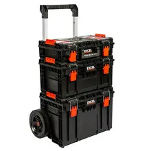 Excel 10078 Modular Tool Box Heavy Duty Mobile Storage 3 Piece Set with Wheels
