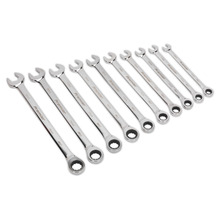 Sealey AK63914 Premier Extra-Long Combination Ratchet Spanner Set 10pc