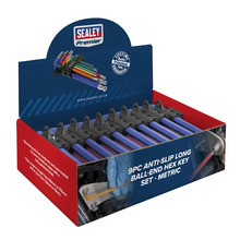 Sealey AK7190DB Premier Long Colour-Coded Ball-End Hex Key Set 9pc - Display Box of 10