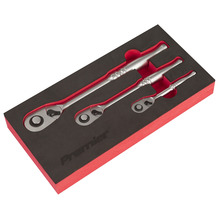 Sealey AK7933 Premier Platinum Pear-Head Ratchet Wrench Set with Flip Reverse 3pc