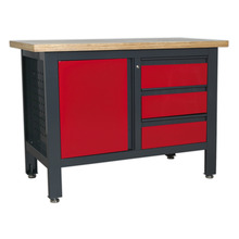 Workbench with 3 Drawers & Cupboard