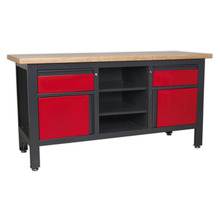 Sealey Workbench with 2 Drawers, 2 Cupboards & Open Storage