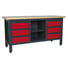 Workbench with 6 Drawers & Open Storage