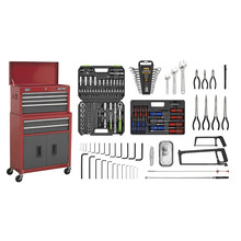 American PRO® Topchest & Rollcab Combination 6 Drawer with 170pc Tool Kit - Red/Grey