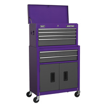 American PRO® Topchest & Rollcab Combination 6 Drawer - Purple/Grey