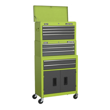 American PRO® Topchest, Mid-Box Tool Chest & Rollcab 9 Drawer Stack - Green