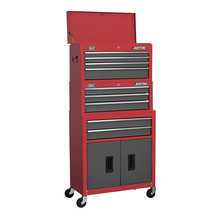 American PRO® Topchest, Mid-Box Tool Chest & Rollcab Stack 9 Drawer - Red