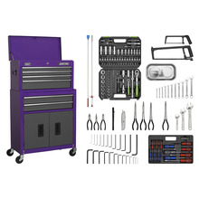Sealey American PRO® Topchest & Rollcab Combination 6 Drawer with 170pc Tool Kit - Purple/Grey