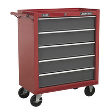 American PRO® Rollcab 5 Drawer - Red/Grey