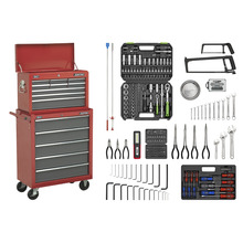 American PRO® Topchest & Rollcab Combination 14 Drawer with 281pc Tool Kit - Red/Grey