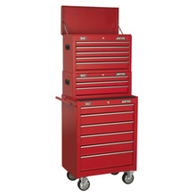 Sealey American PRO® Topchest, Mid-Box Tool Chest & Rollcab Stack 14 Drawer - Red
