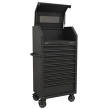 Superline PRO® Black Edition Tower Cabinet with 9 Soft Close Drawers & Power Strip 690mm