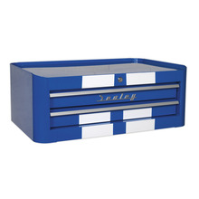 Premier™ Retro Style Mid-Box Tool Chest 2 Drawer - Blue with White Stripes