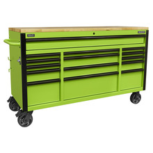 Superline PRO® Black Edition Mobile Trolley with Wooden Worktop 15 Drawer 1549mm