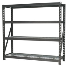 Heavy-Duty Racking Unit with 4 Mesh Shelves 640kg Capacity Per Level