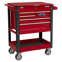 Superline PRO® Heavy-Duty Mobile Tool & Parts Trolley with 5 Drawers & Lockable Top