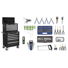 Superline PRO® Topchest & Rollcab Combination 10 Drawer with 148pc Tool Kit - Black
