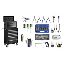 Superline PRO® Topchest & Rollcab Combination 15 Drawer with 148pc Tool Kit - Black