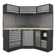 Sealey Superline PRO® Corner Storage System with Wood Worktop 1.55m
