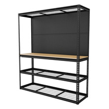 Heavy-Duty Modular Workbench with Racking & Pegboard 1820mm 300kg Capacity Per Level