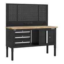 Sealey APMWB60COMBO2W Superline PRO® Modular Workbench with 3 Drawers & Cupboard Wooden Worktop 1525mm