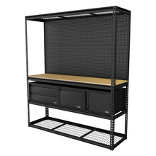 Heavy-Duty Modular Workbench & Racking Kit with 3 Storage Units