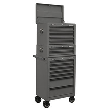 Superline PRO® Topchest, Mid-Box Tool Chest & Rollcab Combination 14 Drawer - Grey