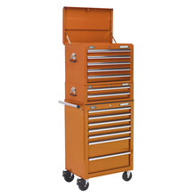 Superline PRO® Topchest, Mid-Box Tool Chest & Rollcab Combination 14 Drawer - Orange
