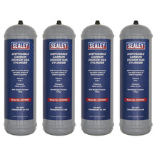 Sealey CO21KGD4 Disposable Carbon Dioxide Gas Cylinder 1.3kg - Pack of 4