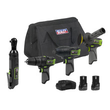 Sealey 5 x SV10.8 Series Cordless Power Kit 10.8V - 2 Batteries & Euro Plug