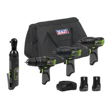 4 x SV10.8 Series Cordless Power Tool Kit 10.8V - 2 Batteries & Euro Plug