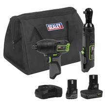 Sealey CP108VCOMBO6EU 2 x SV10.8 Series Cordless Power Tool Kit 10.8V - 2 Batteries & Euro Plug