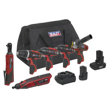 Sealey 6 x SV12 Series Cordless Power Tool Kit 12V - 2 Batteries