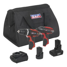 Sealey 2 x SV12 Series Cordless Power Tool Kit 12V - 2 Batteries