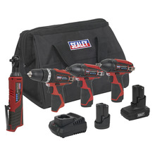 Sealey 4 x SV12 Series Cordless Power Tool Kit 12V - 2 Batteries