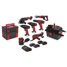 Sealey 8 x SV20 Series Cordless Power Tool Kit 20V - 4 Batteries
