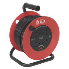 Sealey CR22525 25m Heavy-Duty Cable Reel with Thermal Trip 4 x 230V