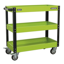 Sealey CX110HV Superline PRO&reg; Heavy-Duty Workshop Trolley 3-Level - Hi-Vis Green