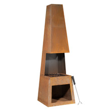 Sealey DG108 Dellonda Outdoor Chiminea Fireplace Heater Firewood Storage - Corten Steel