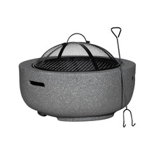 Sealey DG189 Dellonda Round MgO Fire Pit with BBQ Grill & Safety Mesh Screen 60cm - Dark Grey