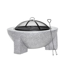 Sealey DG190 Dellonda Round MgO Fire Pit with BBQ Grill & Safety Mesh Screen 75cm - Light Grey