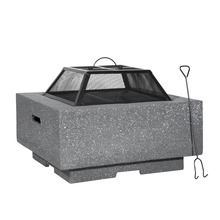 Sealey DG193 Dellonda Square MgO Fire Pit with BBQ Grill, Safety Mesh Screen - Dark Grey