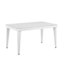 Sealey DG210 Dellonda Weather-Resistant Polypropylene/Fibreglass Dining Table with Tempered Glass Top - Ivory White